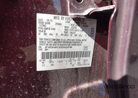 2011 Ford Edge Limited from USA, damaged, VIN 2FMDK4KC6BBA24746